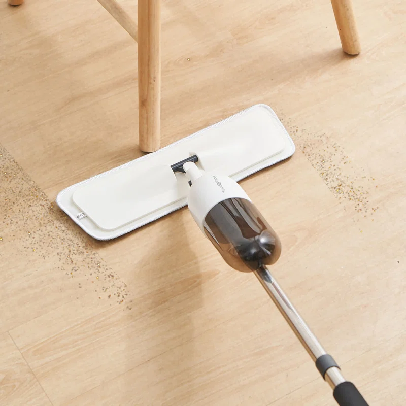 True & Tidy® "Clean Everywhere" Spray Mop Kit with 360° Swivel Head and Window Squeegee, White