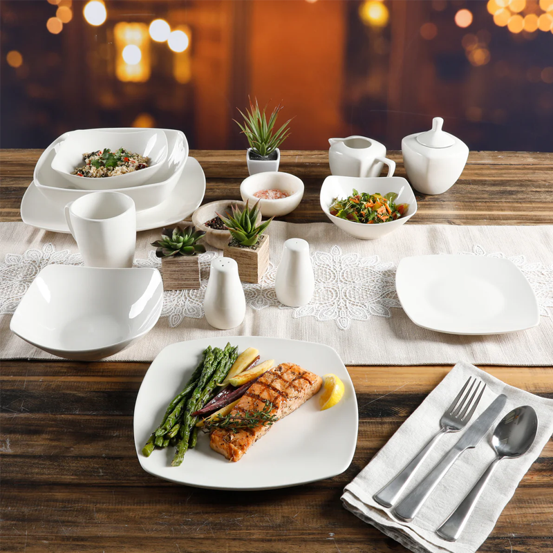 Gibson® "Zen Buffetware" 30-pc Square Dinnerware set, White