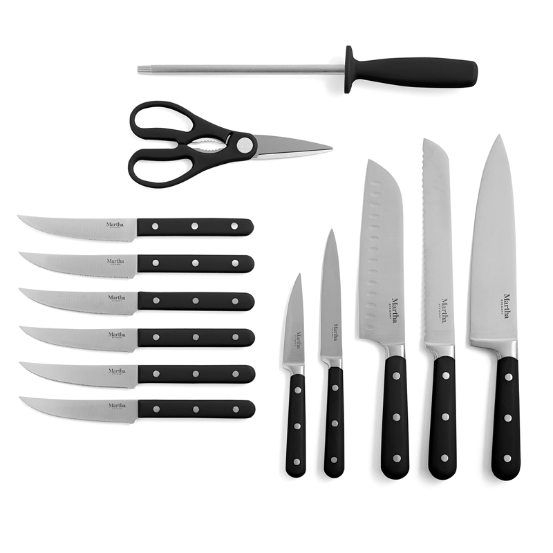 Martha Stewart® "East Walk" Stainless Steel 14-pc Cutlery set, Black