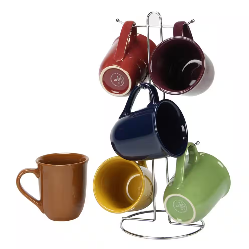 Gibson® Cafe Amaretto Assorted Colors 15 oz. Mug set (Set of 6)