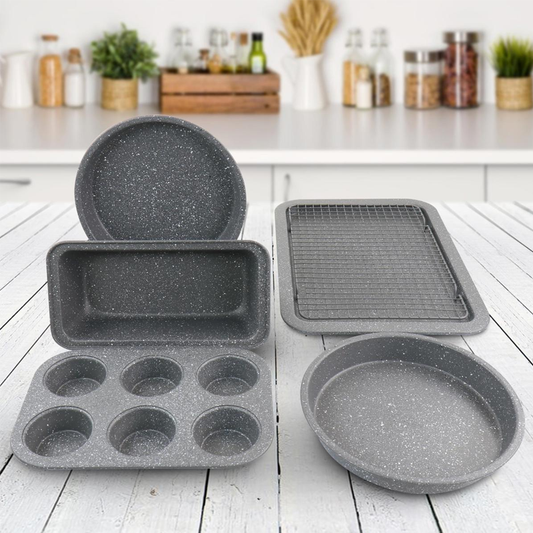 Oster® 6-pc Carbon Steel Non-Stick Bakeware Set, Greystone