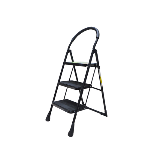 3-Step Metal Ladder, Black