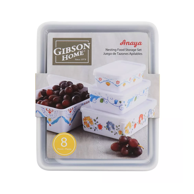 Gibson Home® 8-Piece "Anaya" Rectangular Nesting Food Storage Set